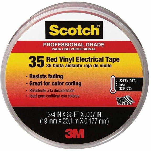 3M Scotch #35 Electrical Tape, Red, 0.75 in. x 66 ft.