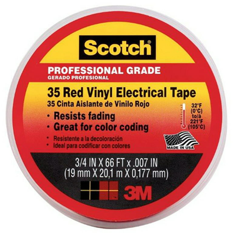 3M 3/4 x 66'Red Vinyl Electrical Tape 35 - White Cap