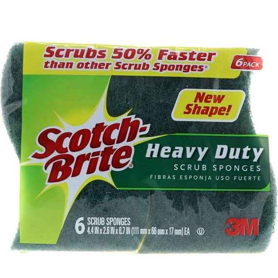 3M Scotch-Brite Heavy-Duty Scrub Sponge - Heavy Duty - 6 Pack