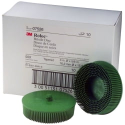 3M Scotch Brite Roloc Bristle Disc, 3 in, Green, 10 Pack