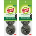 thumbnail image 1 of 3M Scotch-Brite Scrubbing Scour Pads No Rust Stainless Steel Heavy Duty 3 Pads, 2-Pack, 1 of 6