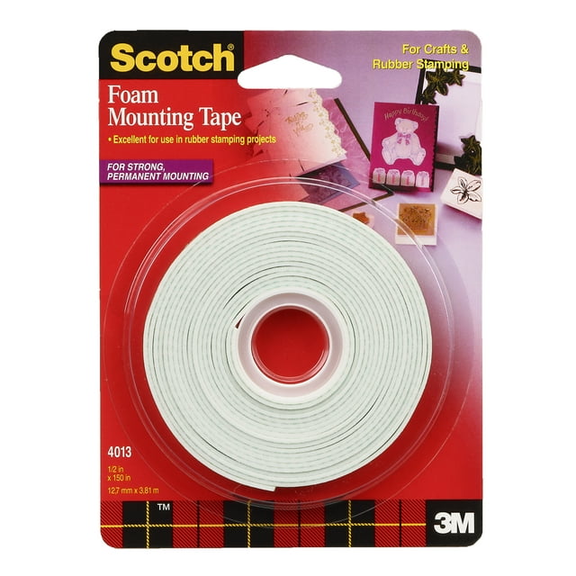 3M Scotch Craft Mounting and Rubber Stamping Foam Tape, 1/2" x 150"