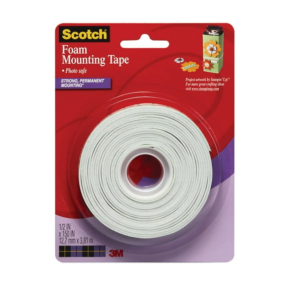 3M Scotch Craft Mounting and Rubber Stamping Foam Tape, 1/2" x 150"