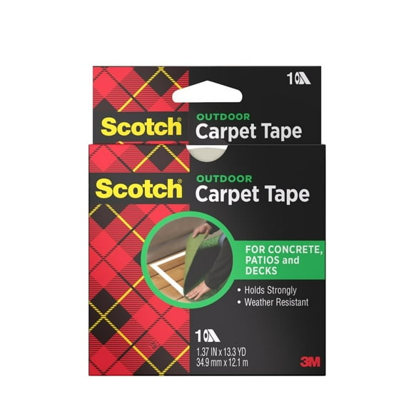 3M Scotch Double-Sided Carpet Tape 1.3 in x 40 ft Heavy Duty Indoor/Outdoor Rug Gripper for Hardwood, Vinyl, Tile & Concrete Floors Non-Slip Adhesive for Area Rugs and Mats