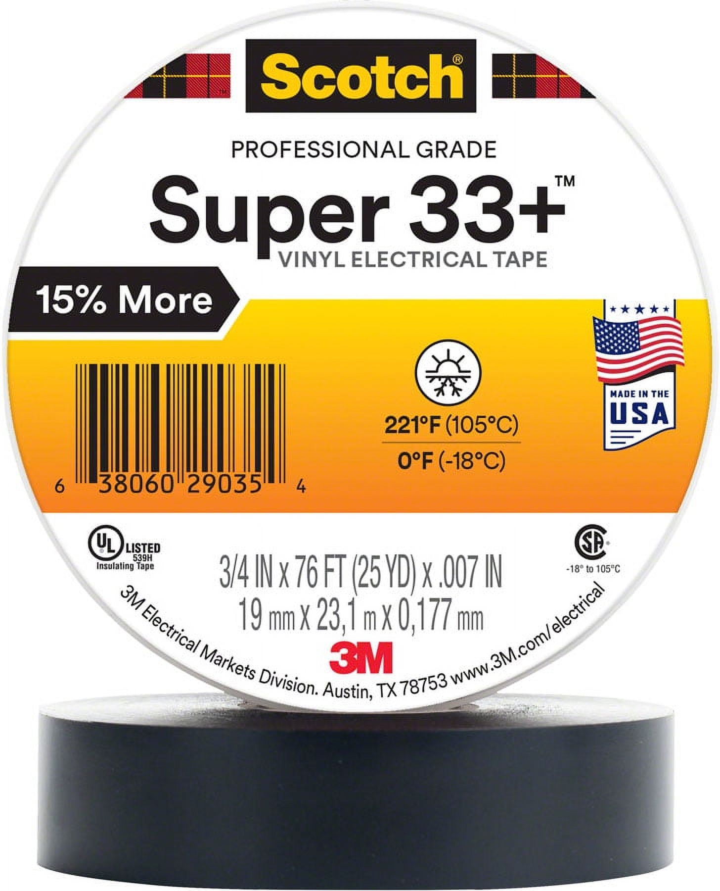 3M Scotch Electrical Tape 33 3/4" x 76' Black