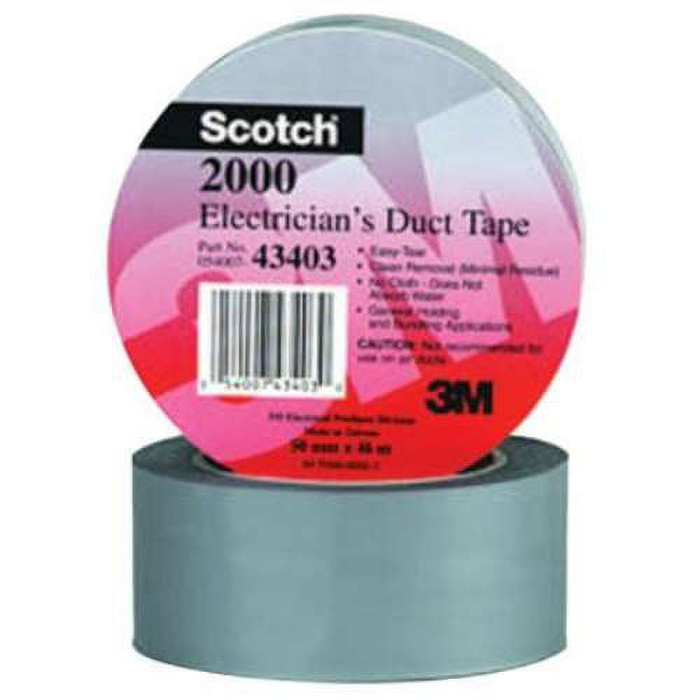 3M Scotch® Electricians Duct Tapes 2000, Gy, 2" x 50 yd, 6 mil, 1 RL (500-434030)
