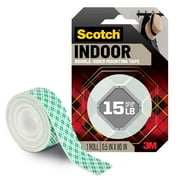 3M Scotch Indoor Double-Sided Mounting Tape, 1/2"x 80"Roll