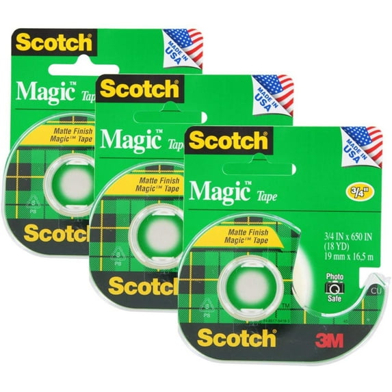 3M Scotch Magic Tape, 3/4 x 650 Inches 122, Pack of 3