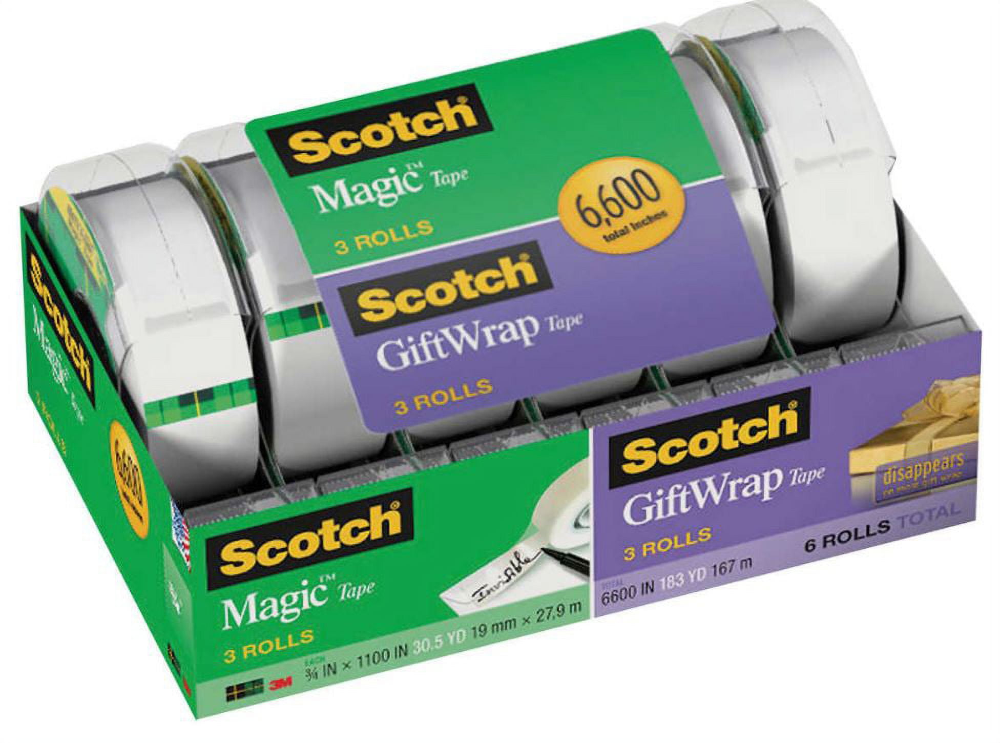 Scotch Single Sided Permanent Tape, Clear, 3/4 x 400, 1