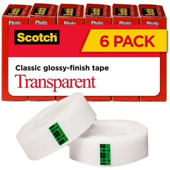 3M Scotch Moisture Resistant Transparent Tape, 3/4", 6 Count