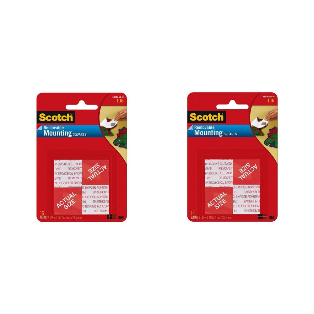 Scotch Removable Mounting Squares Pack of 16 1 Inch