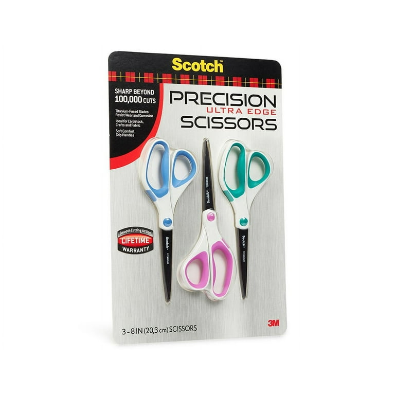 Scotch 7 Precision Scissors, Stainless Steel, Grey and Red, Comfort Grip 