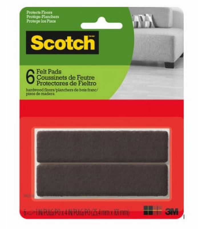 Brown Adhesive Felt Floor Protector Strips, 6-Pack