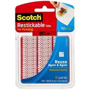 3M Scotch Reusable Mounting Tabs, 1 in x 1 in, 18/Pkg.