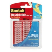 3M Scotch Reusable Mounting Tabs, .5 in x .5 in, 72/Pkg.