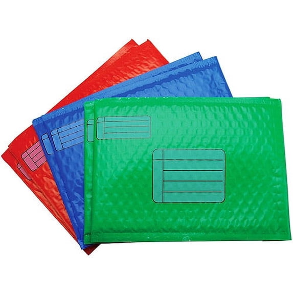 3M Scotch Smart Mailer 6"X9" 6/Pkg-2 Each Of Red, Green, Blue