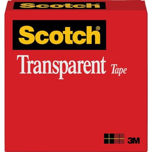 3M Scotch Tape 600 Transparent Glossy 1/2" x 72 Yards Clear