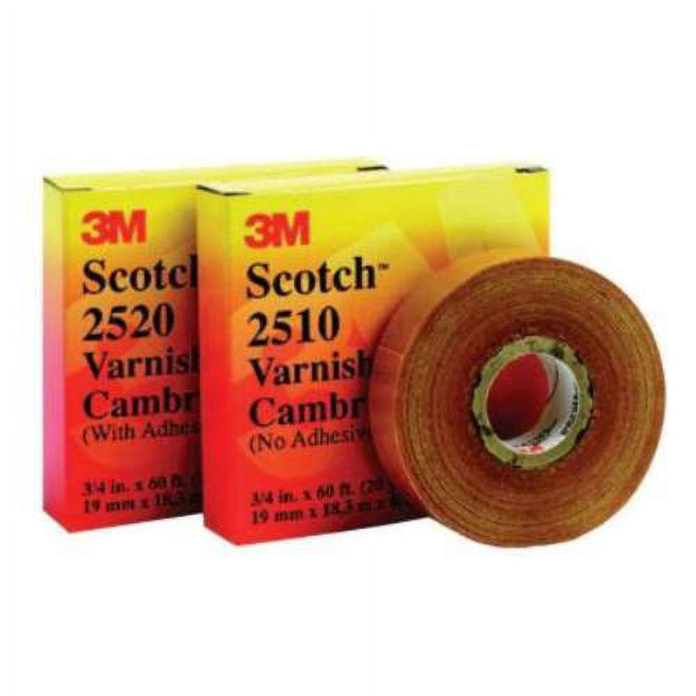 Varnished Cotton Cambric Electrical Tape 2520, Scotch, 3/4 in W x 108 ft L, 8 mil, Yellow