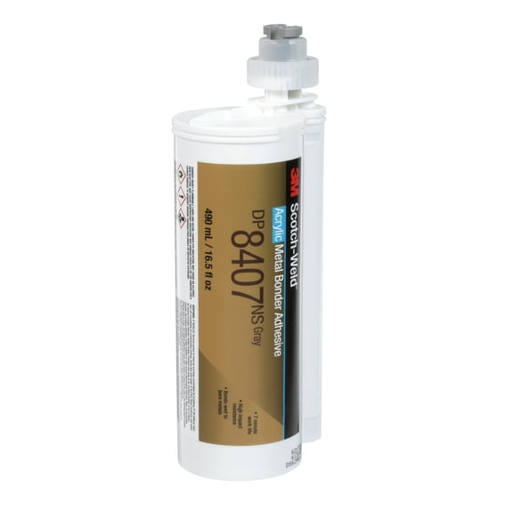 3M Scotch-Weld Metal Bonder Acrylic Adhesive DP8407NS, Gray, 490 mL Duo-Pak, 6/case