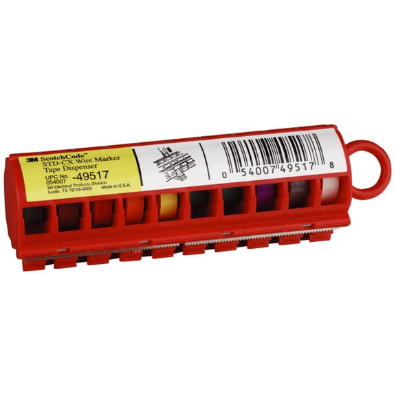 3M ScotchCode Wire Marker Tape Dispenser with Tape STD-CX, compact design for easy handling