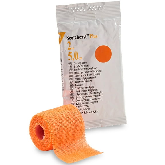 3M Scotchcast Plus Cast Tape 2 Inch X 12 Foot Orange 82002W, 10 Ct