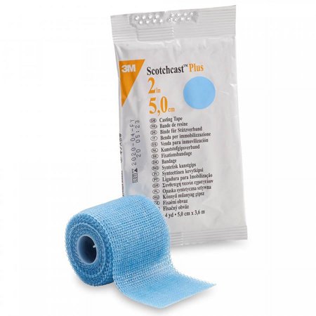 3M Scotchcast Plus Cast Tape, Fiberglass/Resin, 2 Inches x 12 Feet, Light Blue, 10 Count