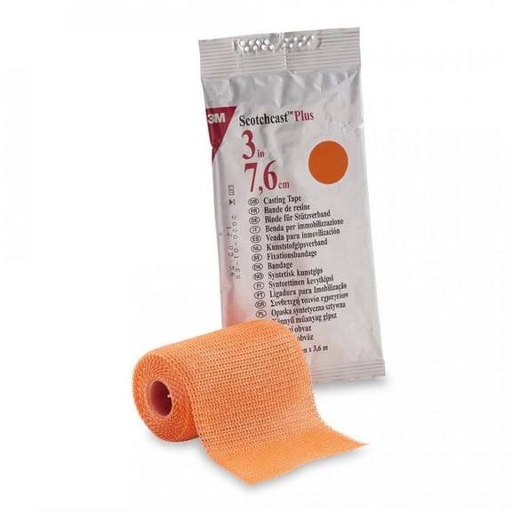 3M Scotchcast Plus Cast Tape, Fiberglass/Resin, 3 Inches x 12 Feet, Bright Orange, 10 Count