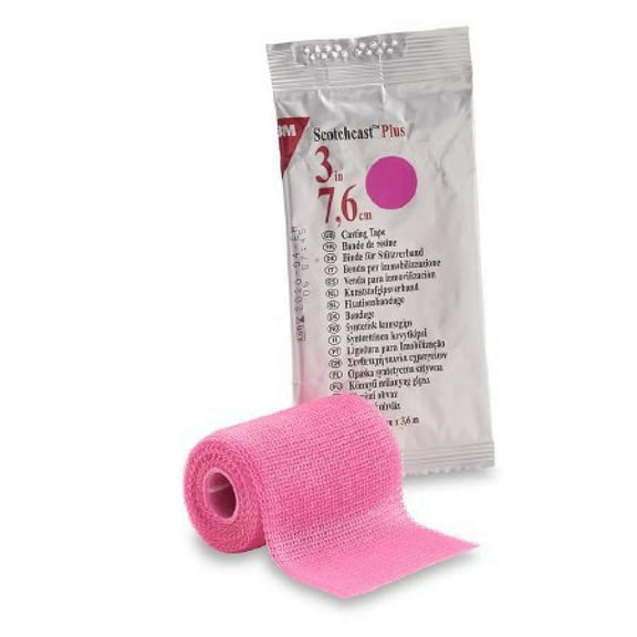 3M Scotchcast Plus Cast Tape, Fiberglass/Resin, 3 Inches x 12 Feet, Bright Pink, 10 Count