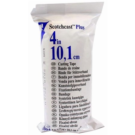 3M Scotchcast Plus Cast Tape, Fiberglass/Resin, 4 Inches x 12 Feet, White, 1 Count