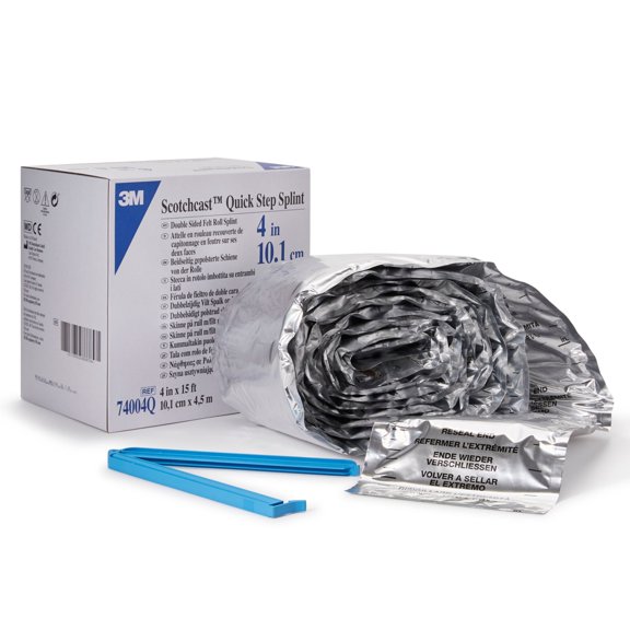 3M Scotchcast Quick Step Double Sided Felt Padded Splint Roll 4 Inch X 15 Foot White 74004Q, 2 Ct