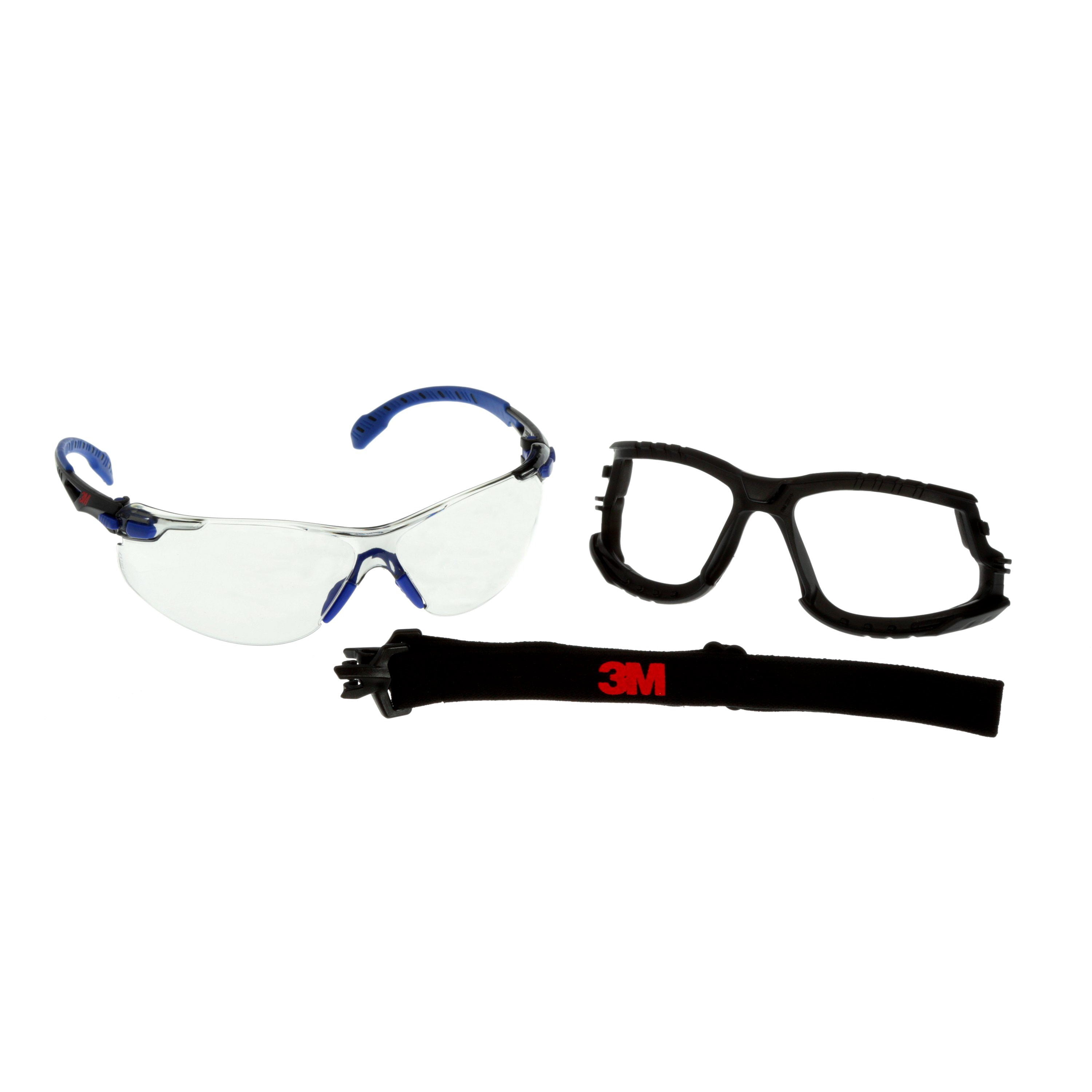 3M Solus 1000-Series Safety Glasses S1107SGAF-KT, Kit, Foam, Strap, BLU/BLK, Indoor/Outdoor GRY Scotchgard Anti-Fog Lens, 20 EA/Case