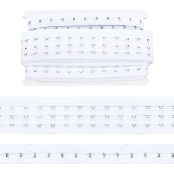 3M Stainless Steel 3 Row Hook Eye Tape Undergarment Sewing Fastener Polyester Tape White 27~28x4mm 49x5mm DIY