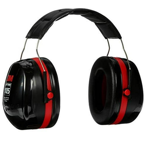 3M Standard Earmuffs, Black/Red, Over The Head