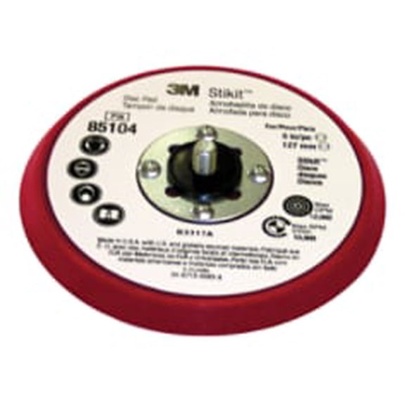 3M Stikit Low Profile Disc Pad 85104,Silver Face,Red Foam, 5 in x 3/8 in 5/16-24 External, 10 per case