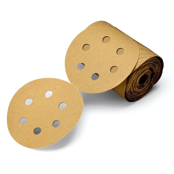3M Stikit Paper Disc Roll 236U, 6 in x NH 6 Hole, P120 C-weight, D/F, Die 600FH, 100 discs per roll 4 rolls per case