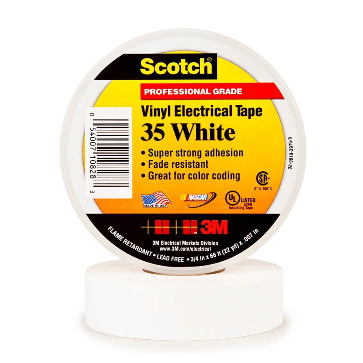 3M Super 35 White Electrical Tape, 3/4'' X 66' (1 per pack)