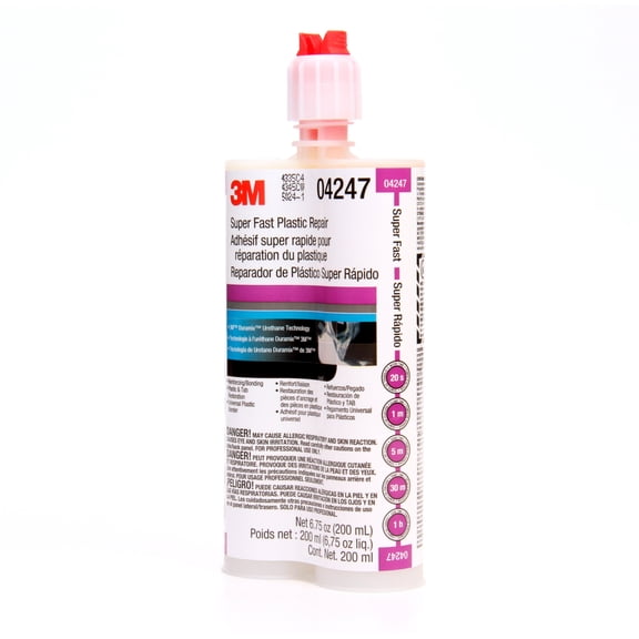 3M Super Fast Plastic Repair, 04247, Clear, 200 mL Cartridge, 6 per case