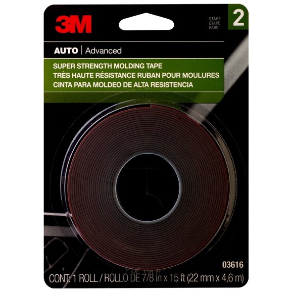 3M Super Strength Molding Tape, 03616, 7/8 in x 15 ft, 24 per case