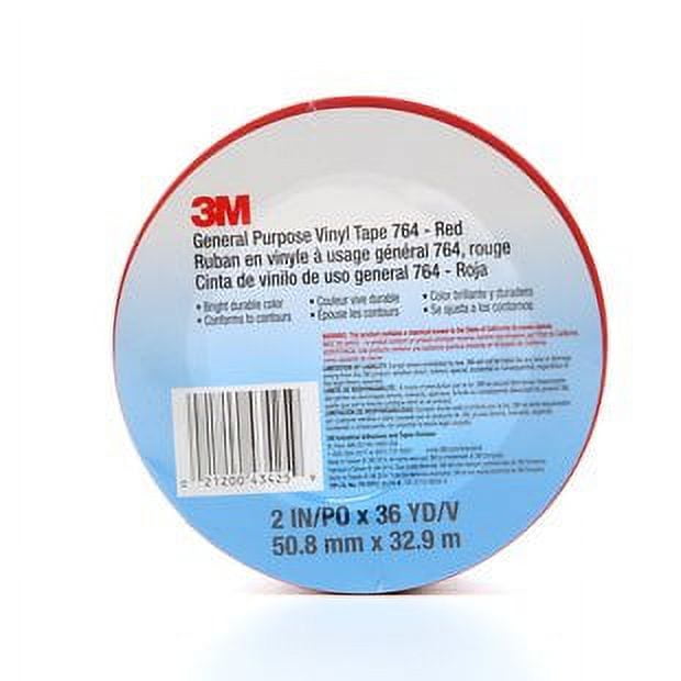 3M T967764R6PK Vinyl Tape, 2" x 36 yd, Red (Pack of 6)