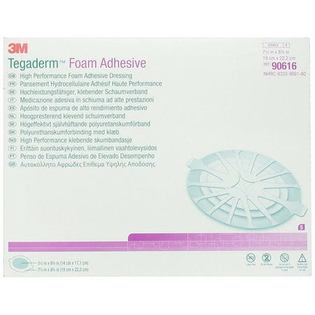 3M Tegaderm 90616 Foam Dressing 7-1/2 X 8-3/4 Inch Oval Adhesive with Border Sterile. 1 each