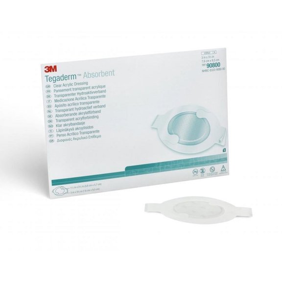 3M Tegaderm Clear Absorbent Acrylic Dressing, Small, 3 x 3.75 Inches, 5 Count
