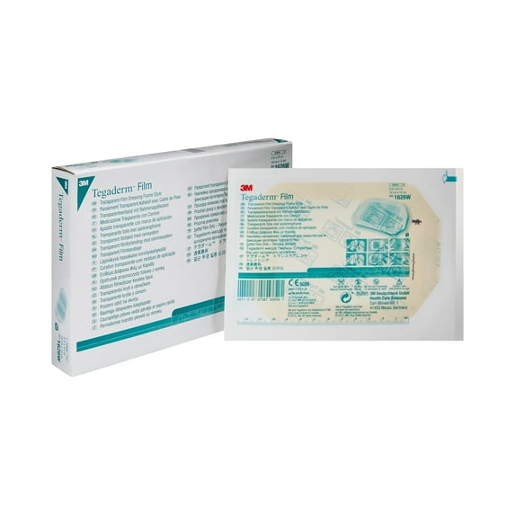 3M Tegaderm Film, Transparent Film Dressing Frame Style, Sterile, 4 in x 4 3/4 in, 50 Count, 1 Pack