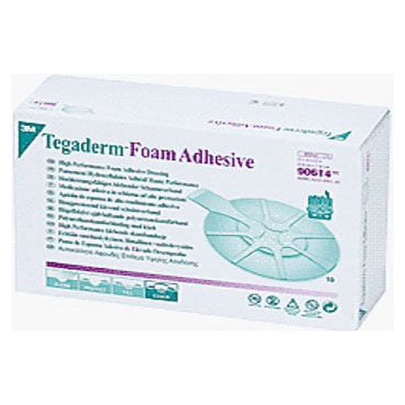 3M Tegaderm Foam Dressing  2-3/4 X 2-3/4 Inch, Oval, Adhesive with Border, Sterile, Box of 10