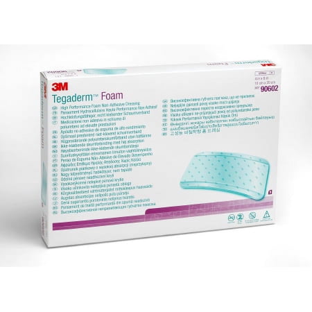 3M Tegaderm Foam Dressing 4 X 4 Inch Square Non-Adhesive without Border Sterile, Box of 10