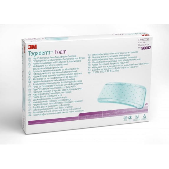3M Tegaderm High Performance Adhesive Foam Dressing, 4 x 8 Inch, 5 Count