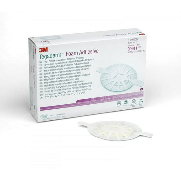 3M Tegaderm High Performance Foam Dressing - 4 Inches x 4.5 Inches, Oval, White, Sterile, 10 Count