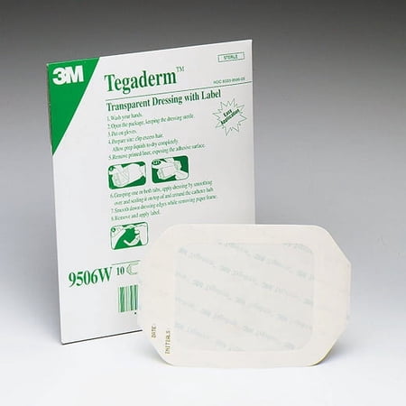 3M Tegaderm Transparent Dressing, Film 4 X 4-3/4 Inch, Box of 50 - Model 1626W