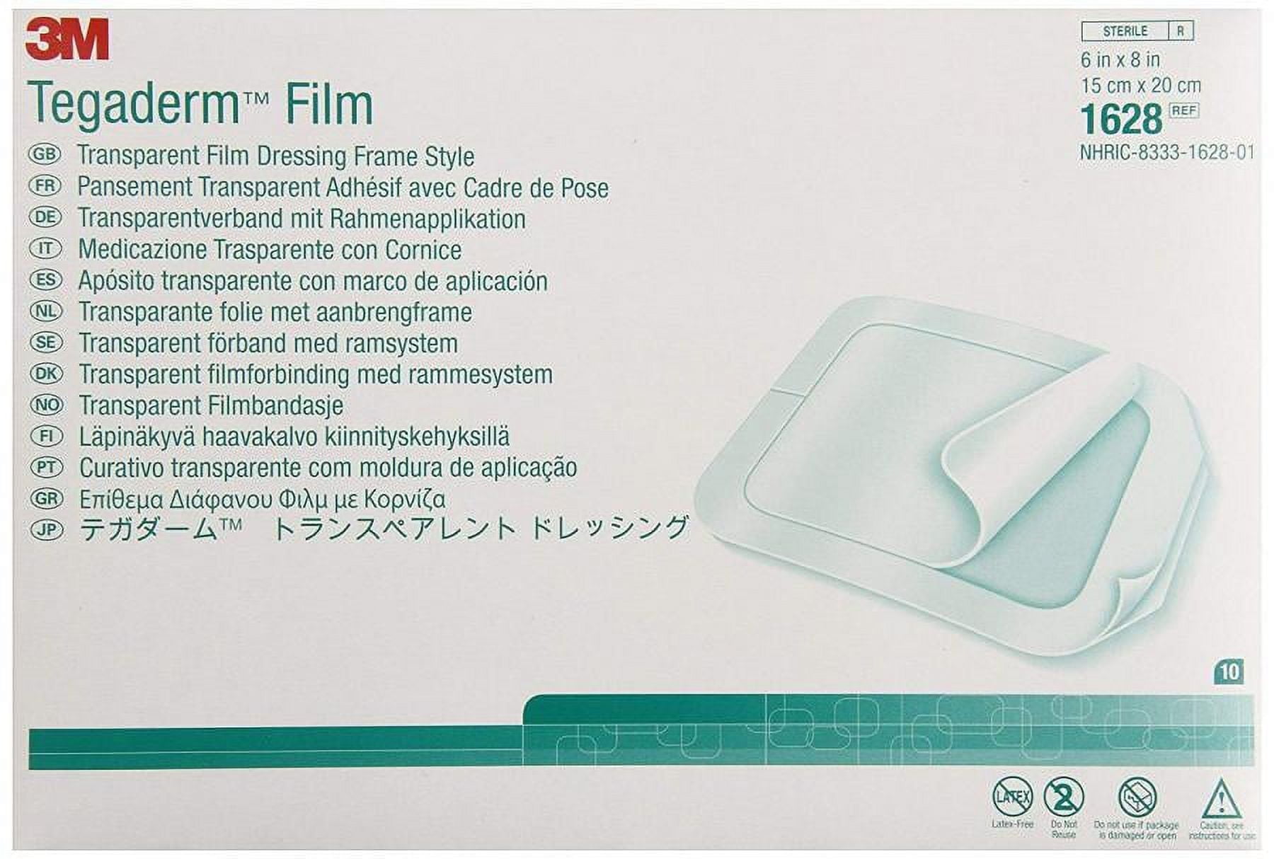 3M Tegaderm Transparent Film Dressing First Aid Gauze, 6" x 8", 10 Count