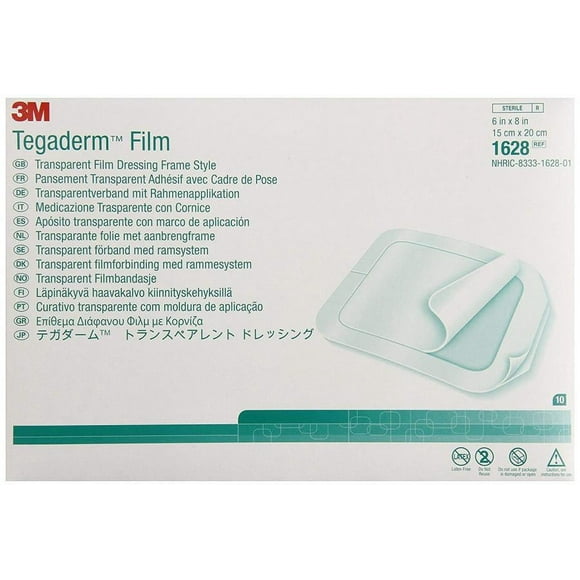 3M Tegaderm Transparent Film Dressing First Aid Gauze, 6" x 8", 10 Count