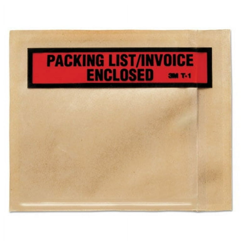 Packing List Envelopes, Top-Print Front: Packing List/Invoice Enclosed, 4.5 x 5.5, Clear/Orange, 500/Box Packing List Envelopes, Top-Print Front: Packing List/Invoice Enclosed, 4.5 x 5.5, Clear/Orange, 500/Box